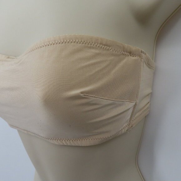 VTG 1999 Victorias Secret 34C Beige Underwire Strapless Bandeau Bra Unlined - Picture 3 of 13